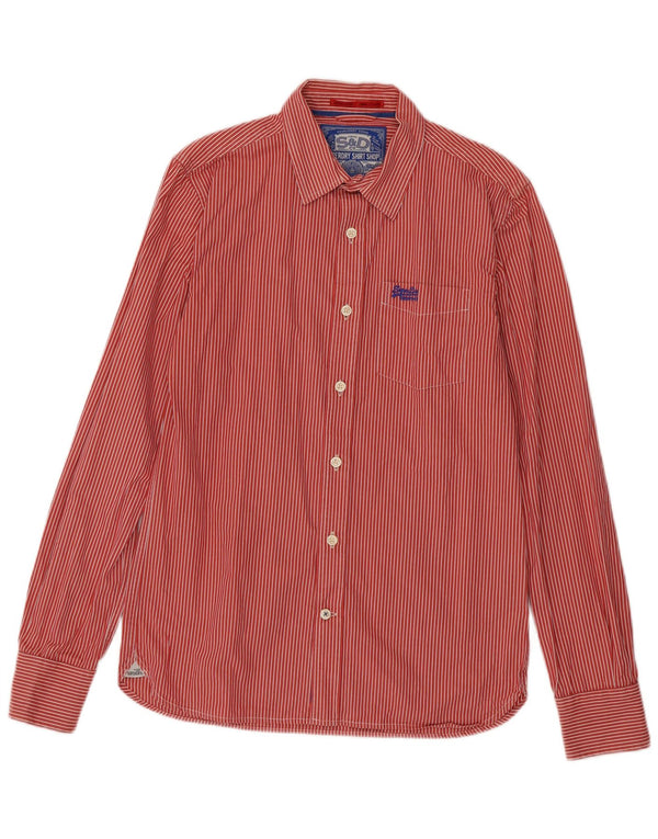 Superdry Mens Shirt Large Red Pinstripe Cotton