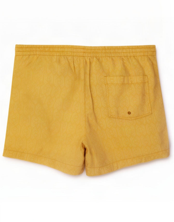 Zara Bañador con estampado abstracto para hombre, talla grande W32, algodón amarillo