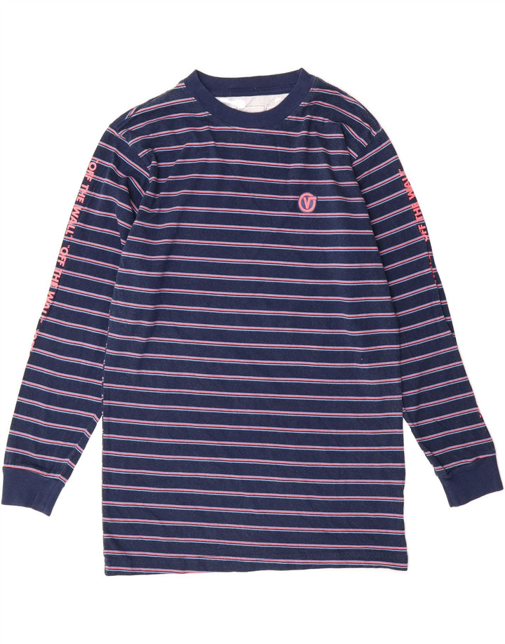 VANS Mens Classic Fit Graphic Top Long Sleeve Medium Navy Blue Striped Vintage Vans and Second-Hand Vans from Messina Hembry 