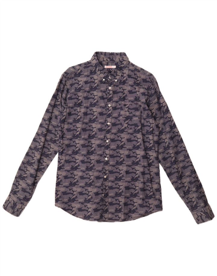 Camisa para hombre Sun68 Grande Azul marino Camuflaje Algodón