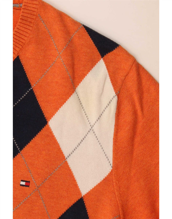 Tommy Hilfiger Jersey con Cuello en V para Hombre Naranja Medio Argyle/Diamond
