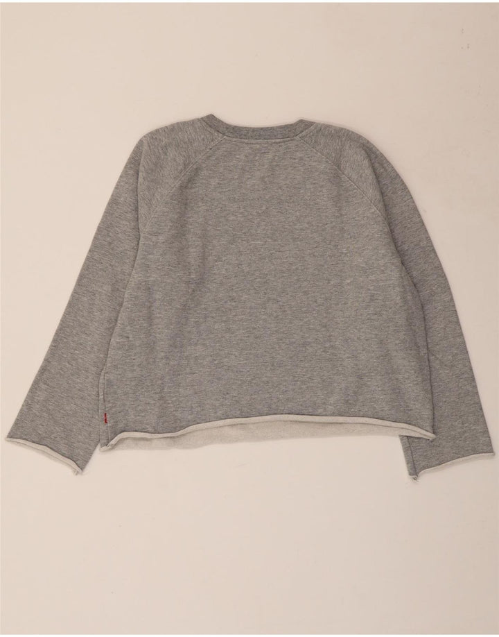 LEVI'S Sudadera con gráfico corto para mujer, talla 40, talla grande, color gris moteado