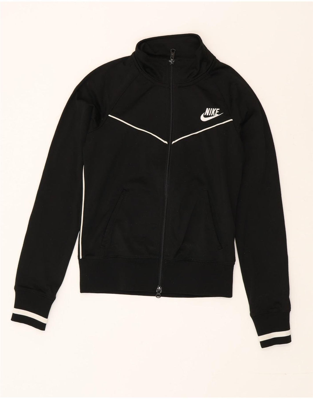 Nike Chaqueta de chándal para mujer UK 6/8 XS Poliéster a rayas negras