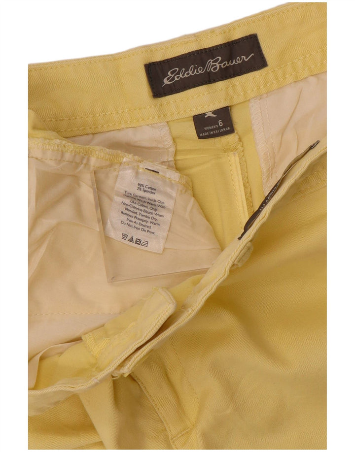 EDDIE BAUER Pantalones cortos chinos para mujer US 6 mediano W32 algodón amarillo