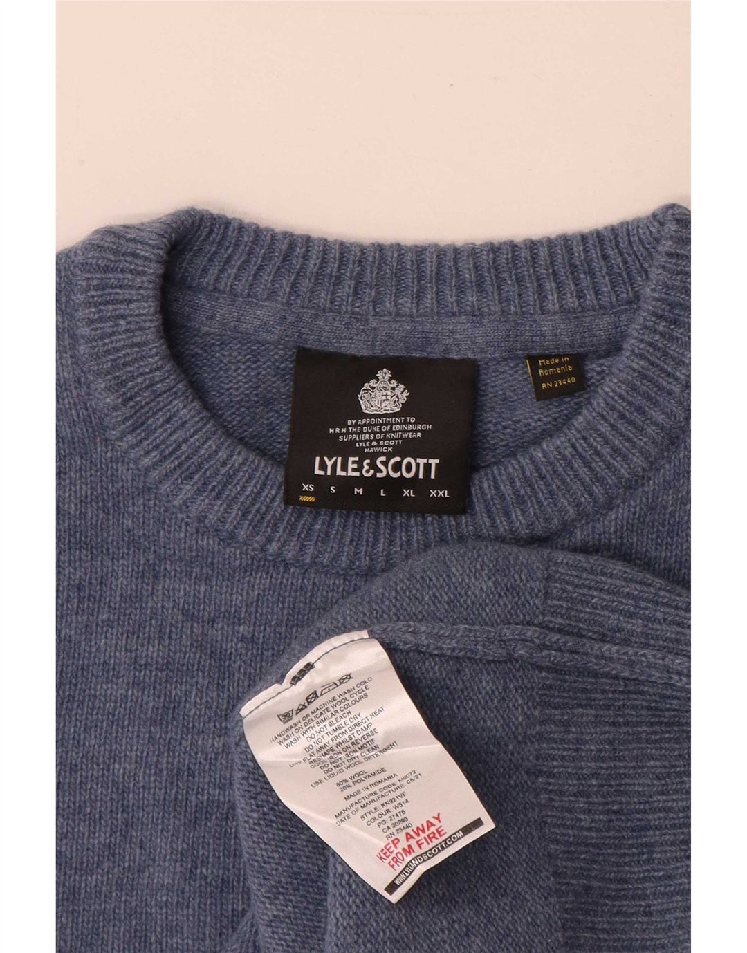 Lyle & Scott Jersey de cuello redondo para hombre XS Lana azul