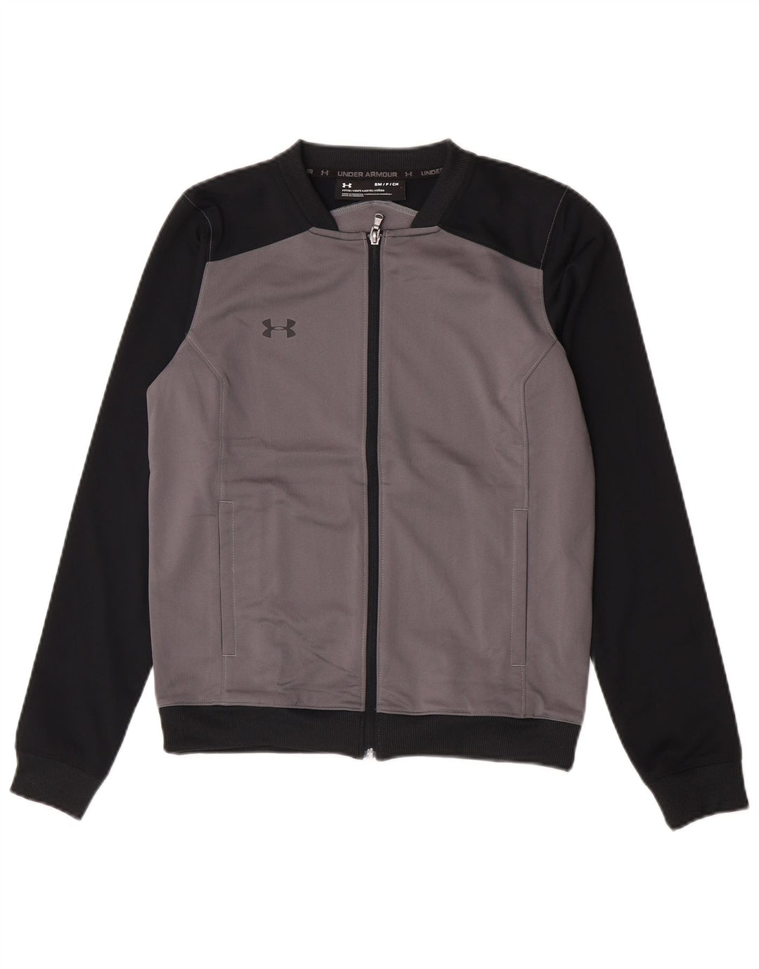 Under Armour Hombre Chándal Top Chaqueta Pequeña Gris Colorblock Poliéster