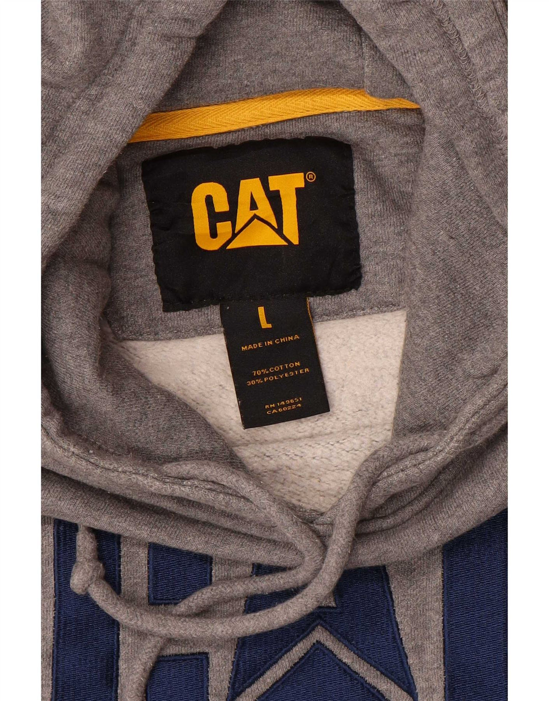 CAT - Sudadera con capucha para hombre, diseño gráfico, algodón gris grande