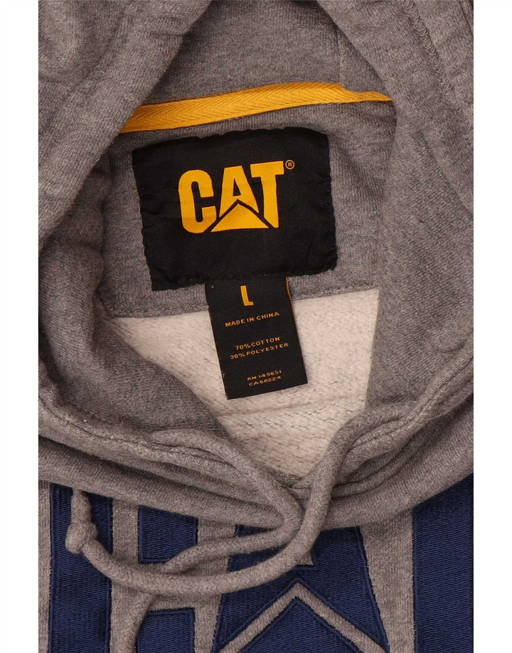 CAT - Sudadera con capucha para hombre, diseño gráfico, algodón gris grande