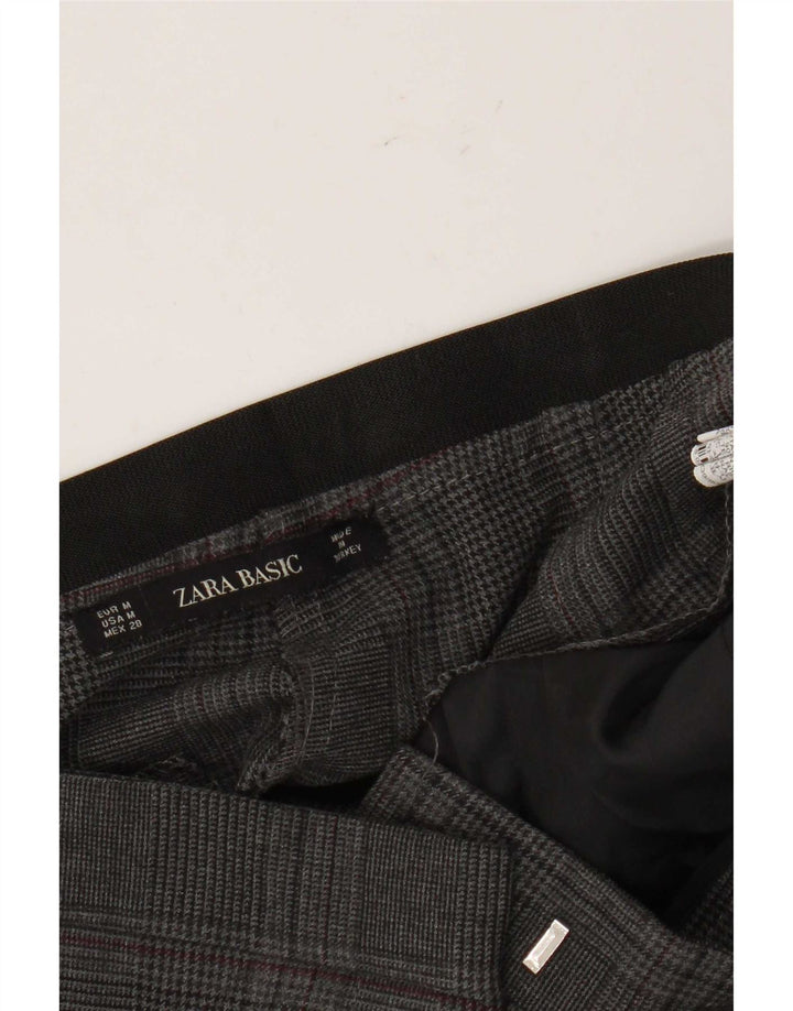 Zara Mujer Pantalón De Traje Slim Medium W28 L27 Cuadros Grises