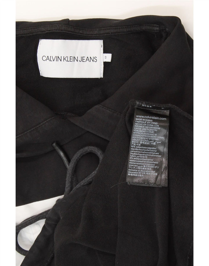 CALVIN KLEIN Jersey con capucha y gráfico corto para mujer UK 10 Small Black