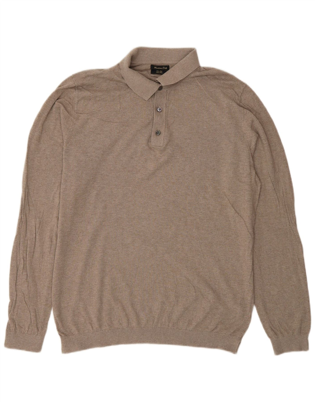 Jersey Massimo Dutti Hombre con Cuello Polo Algodón Beige Medio