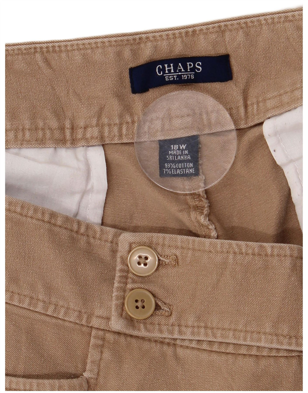 Chaps Pantalones capri para mujer US 18 2XL W38 L20 Algodón beige