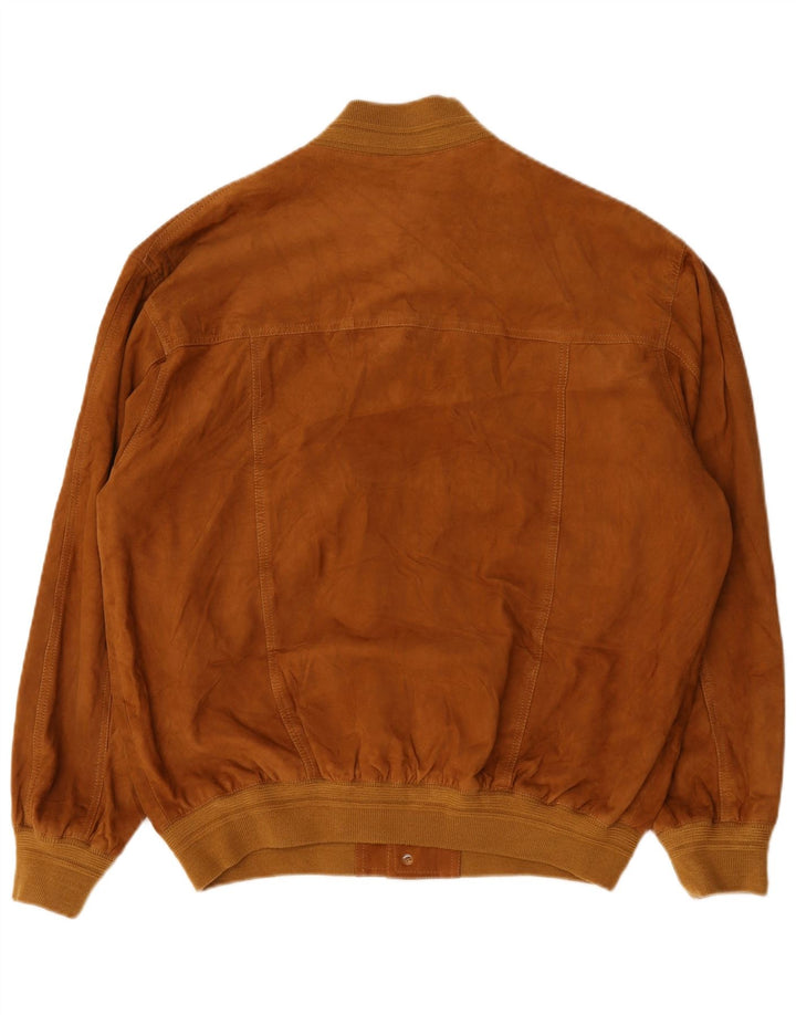 Vintage hombres ante bomber chaqueta IT 56 3XL cuero marrón