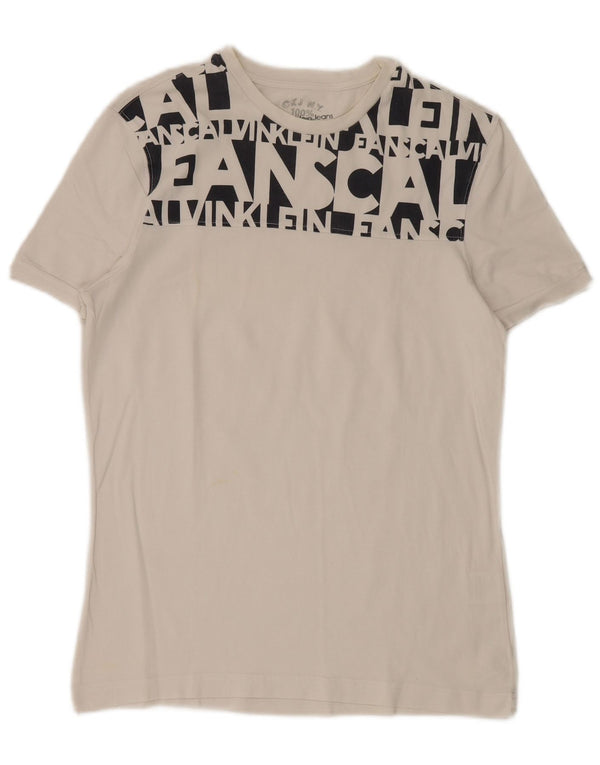 Calvin Klein Jeans - Camiseta gráfica para hombre, parte superior de algodón blanco mediano