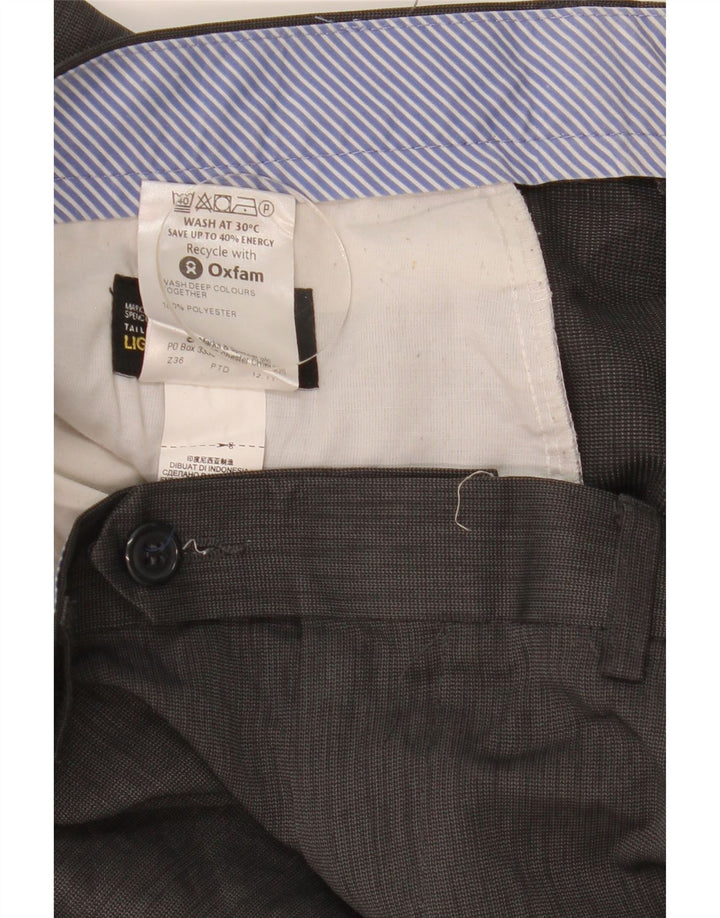 Marks & Spencer Pantalones de traje rectos de corte entallado para hombre W36 L29 Gris