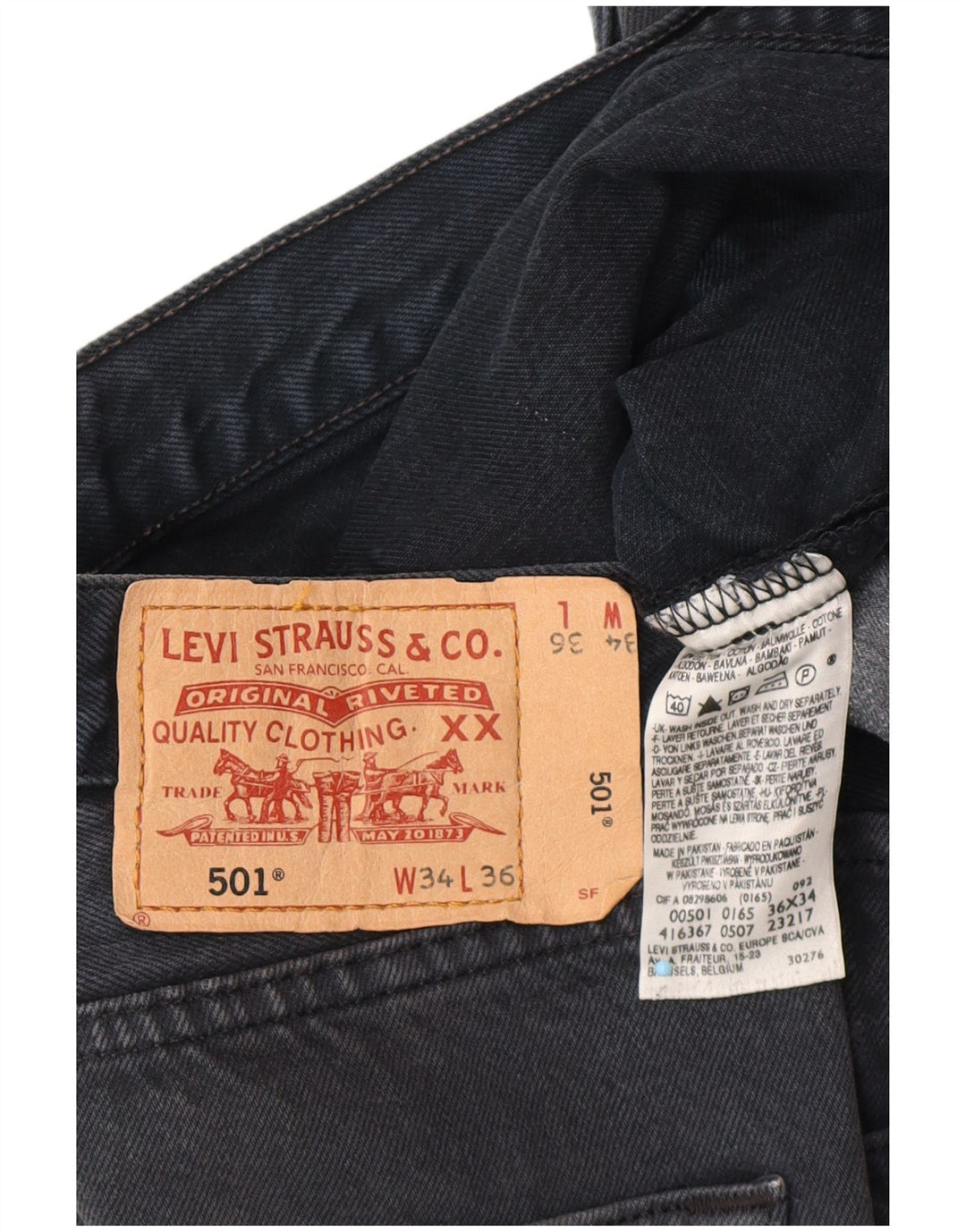 LEVI'S Mens 501 Denim Shorts W34 Grande Azul Marino Algodón