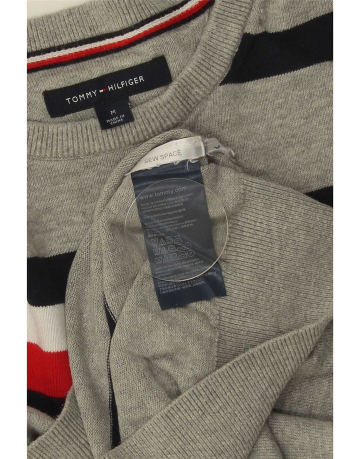 Tommy Hilfiger Jersey De Cuello Redondo Para Hombre De Algodón A Rayas Gris Medio