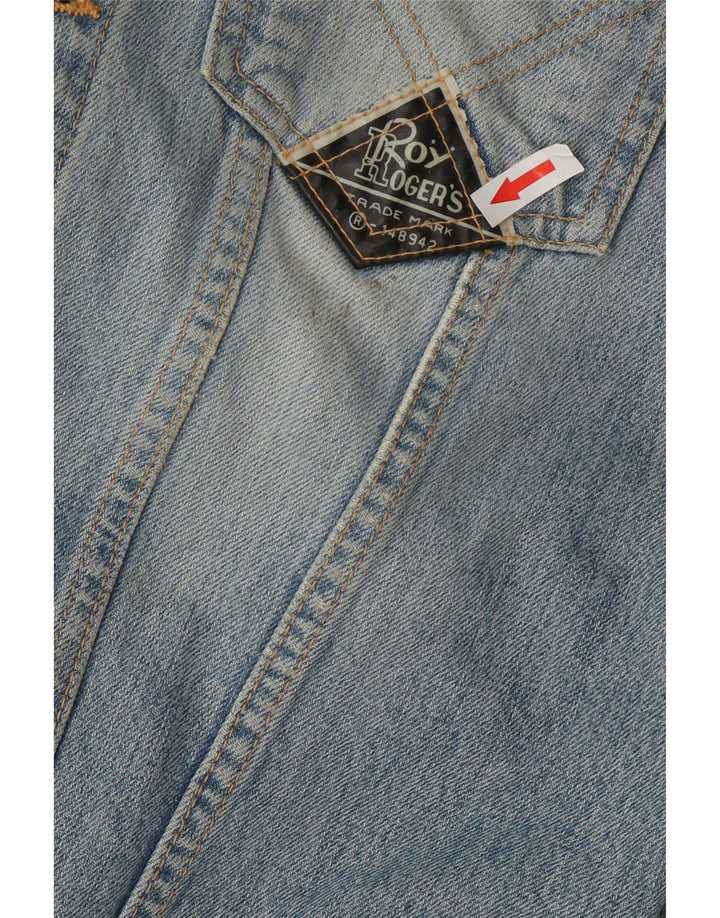 Roy Rogers Chaqueta vaquera desgastada con lavado ácido para hombre UK 36 Small Blue
