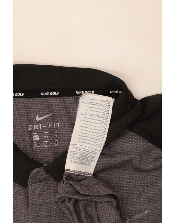 Nike Polo Dri Fit para hombre 2XL Gris Colorblock Poliéster