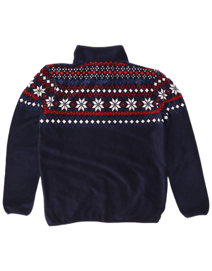 TCM Mens Zip Neck Pullover Chándal Top Medio Azul Marino Fair Isle