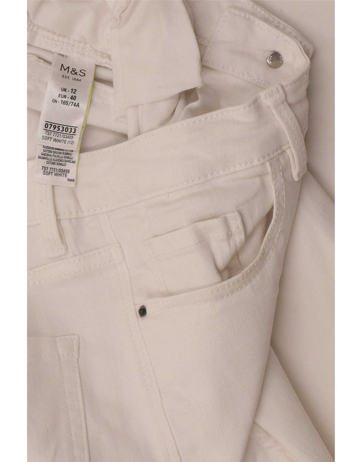 Marks & Spencer Vaqueros recortados para mujer UK 12 Medium W28 L23 Algodón blanco