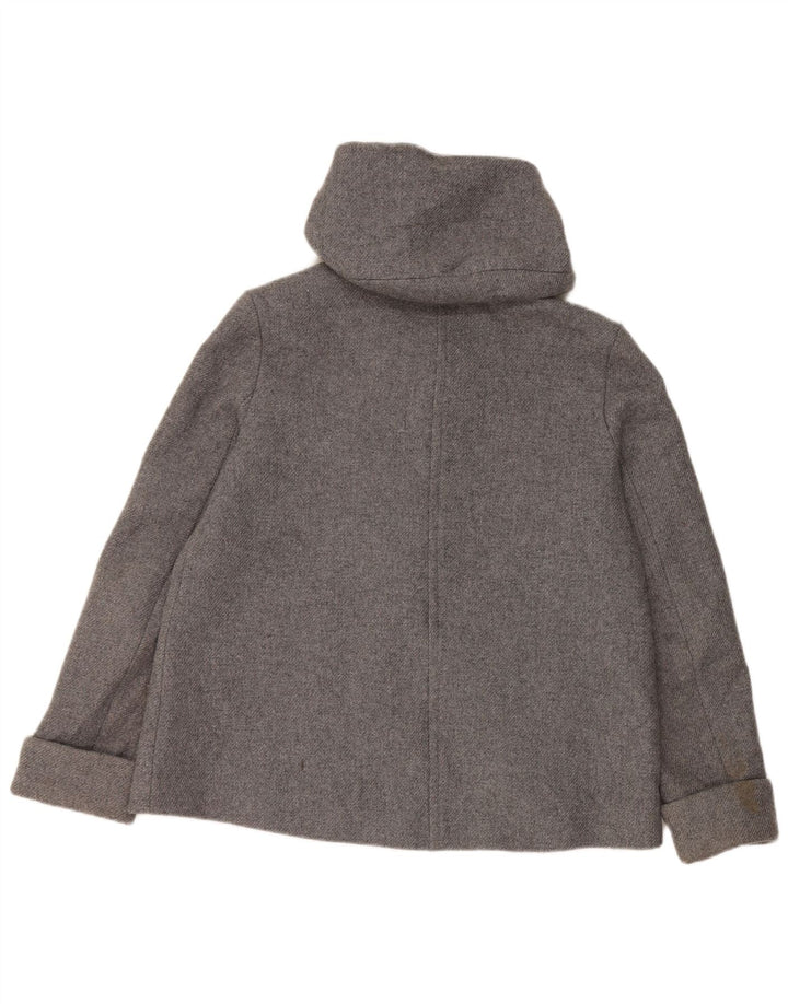 Zara Mujer Cazadora Bomber Con Capucha UK 40 Lana Gris Medio