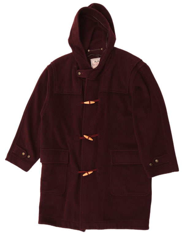 Trenca holgada con capucha para hombre Seventy UK 36 Small Borgoña Lana