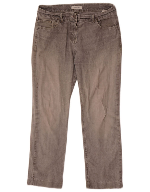 Marks & Spencer Vaqueros Rectos para Mujer UK 12 Medium W30 L26 Gris Algodón