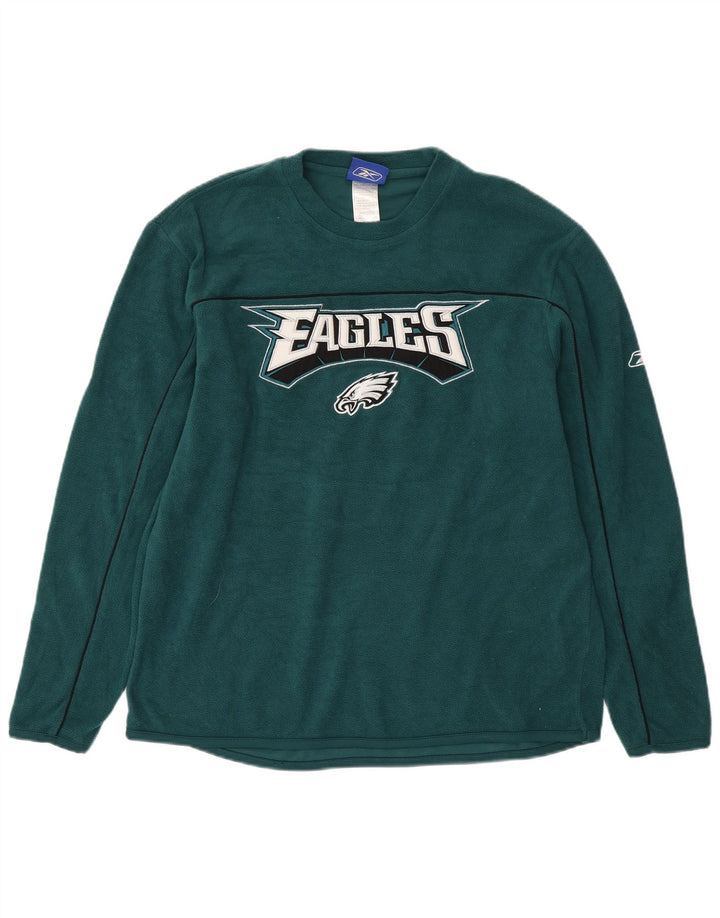 REEBOK Jersey de forro polar con gráfico Philadelphia Eagles para hombre, talla pequeña, verde