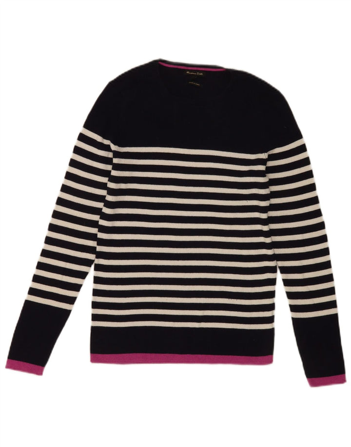Massimo Dutti Jersey de cuello redondo para mujer, talla 40, talla M, azul marino