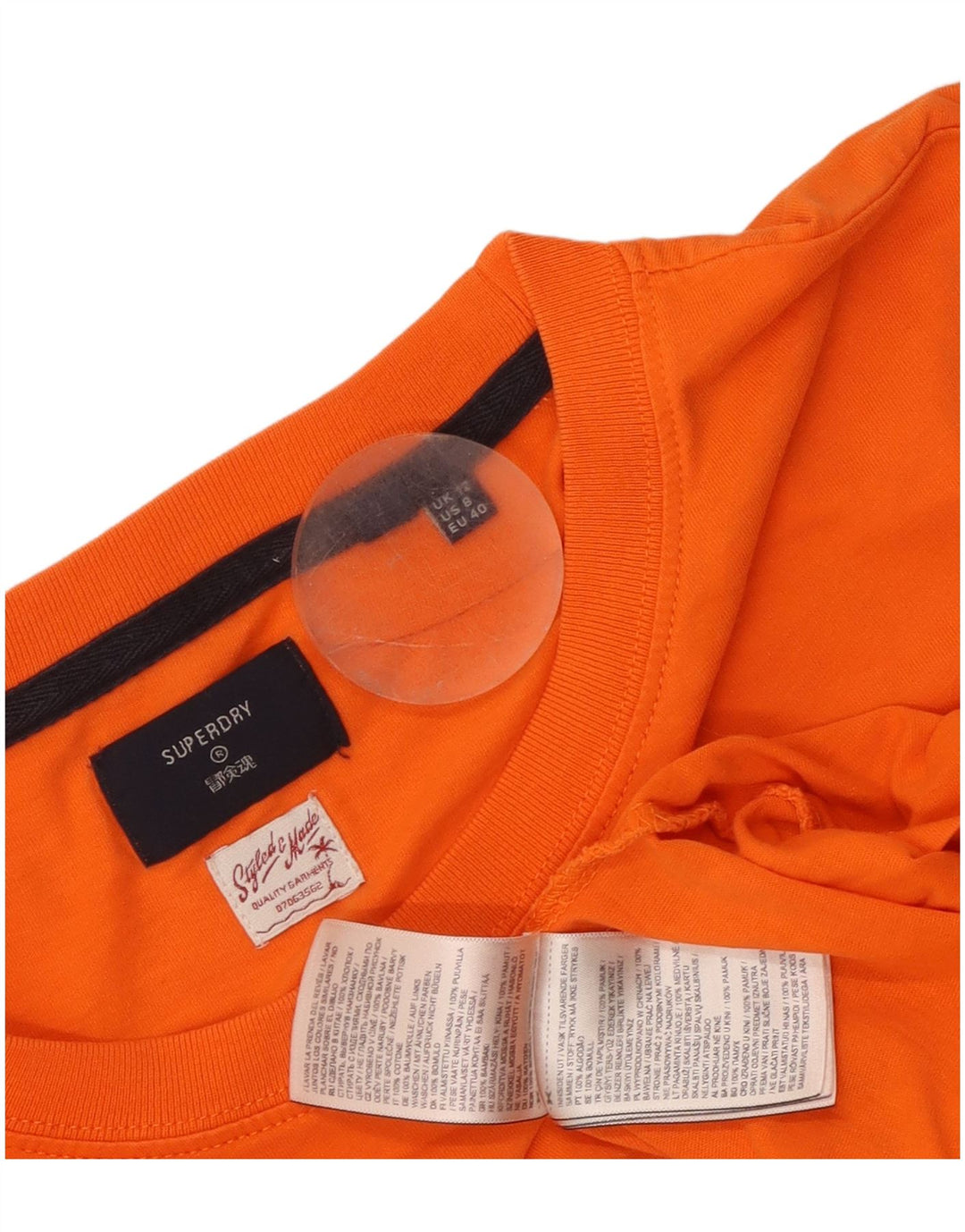Superdry Top gráfico para mujer de manga larga UK 42 Algodón naranja medio