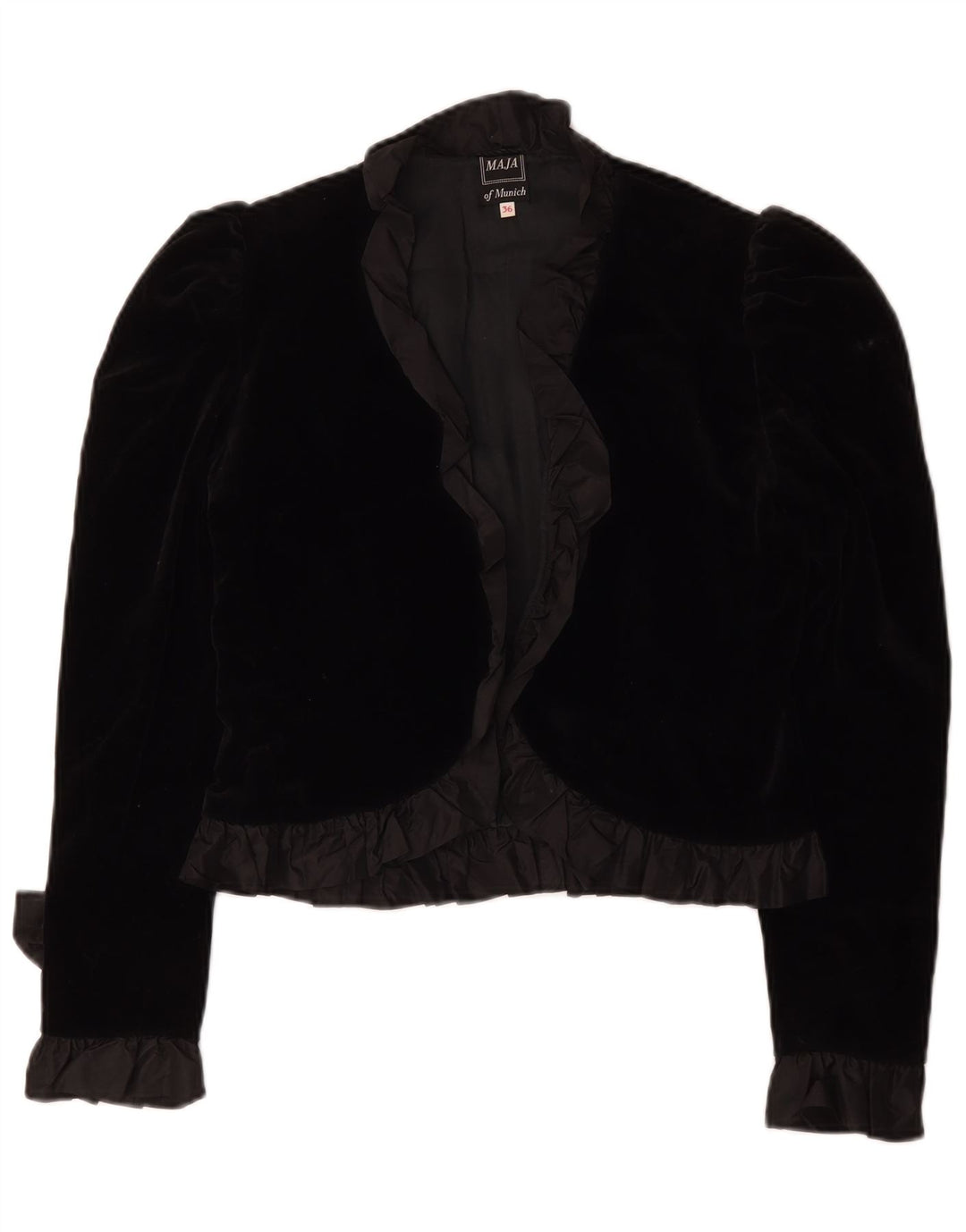 Vintage mujer Bolero chaqueta EU 36 pequeño negro clásico
