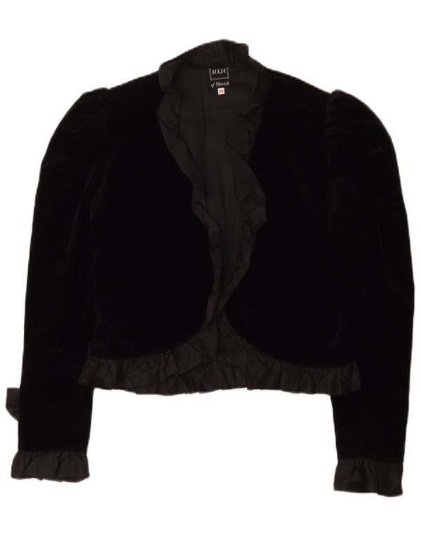 Vintage mujer Bolero chaqueta EU 36 pequeño negro clásico