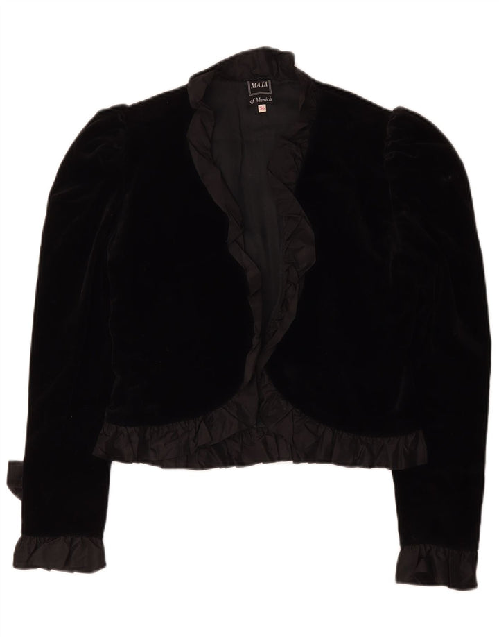 Vintage mujer Bolero chaqueta EU 36 pequeño negro clásico