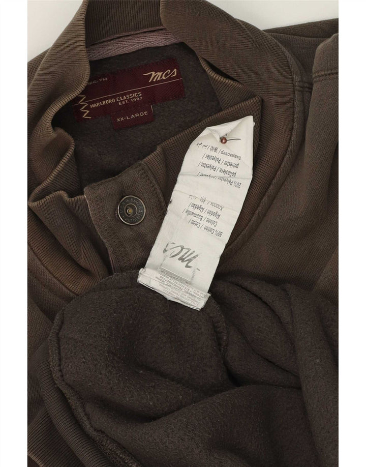 Marks & Spencer - Sudadera con cuello y botones para hombre, talla 2XL, algodón marrón