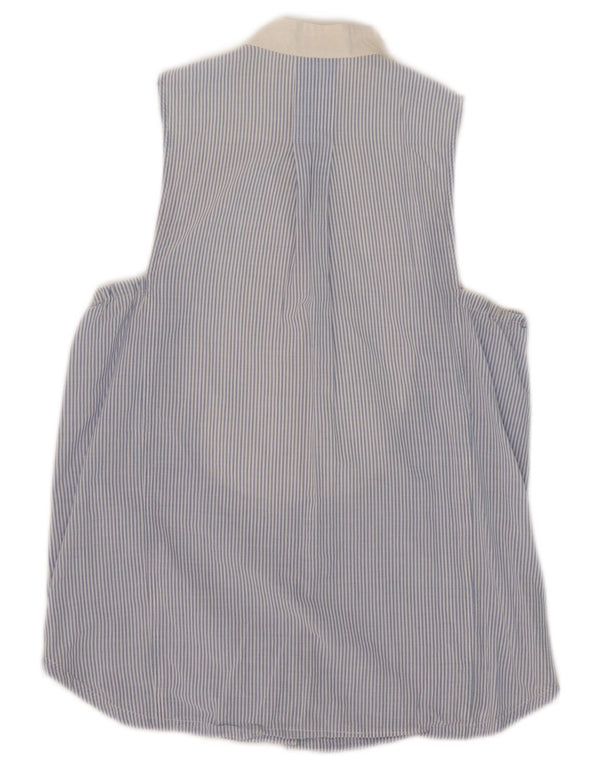 SIVIGLIA Blusa camisera sin mangas para mujer IT 42 Azul medio Rayas diplomáticas