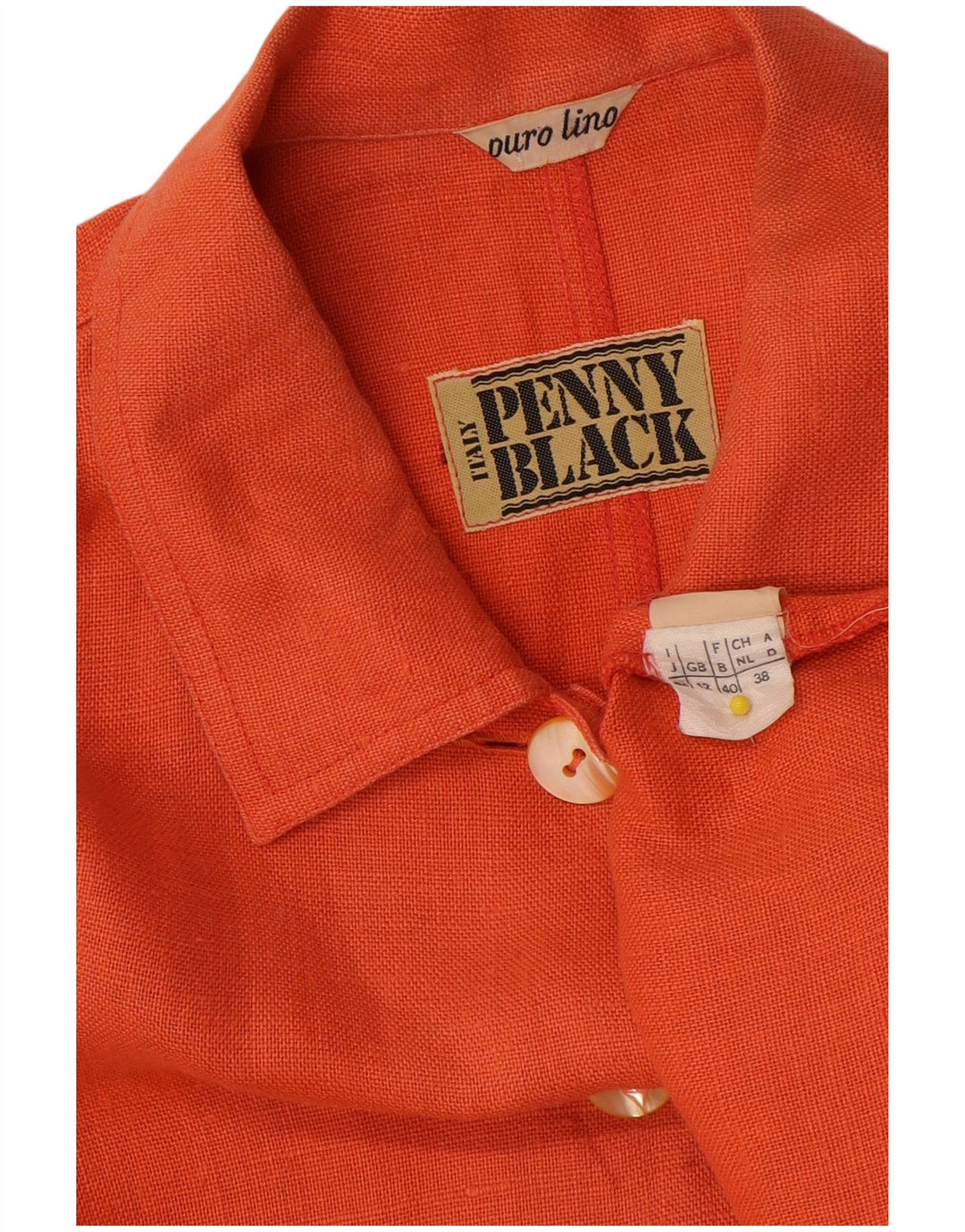 Penny Black - Chaqueta tipo blazer para mujer, 5 botones, talla 40, lino naranja mediano