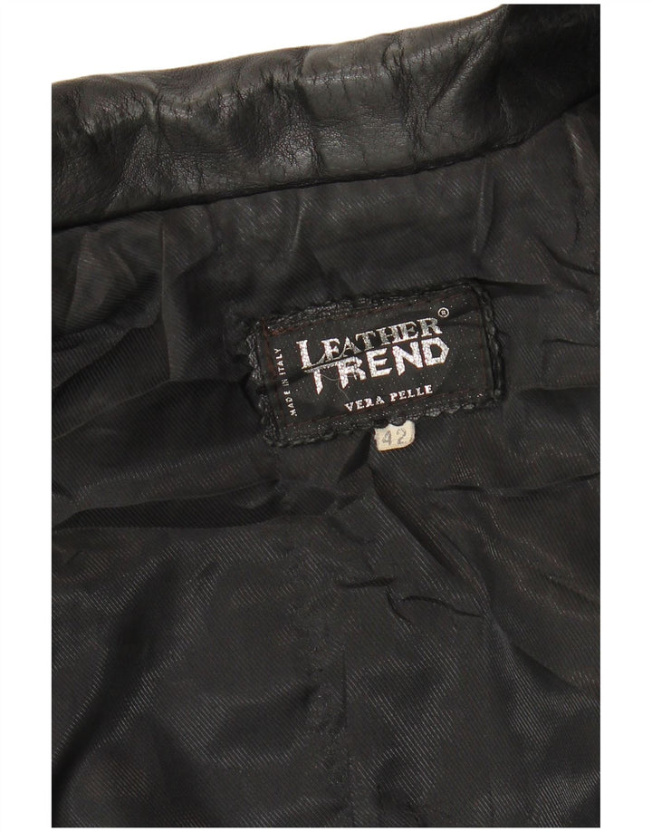 VINTAGE Chaqueta de cuero para mujer IT 42 Cuero negro mediano