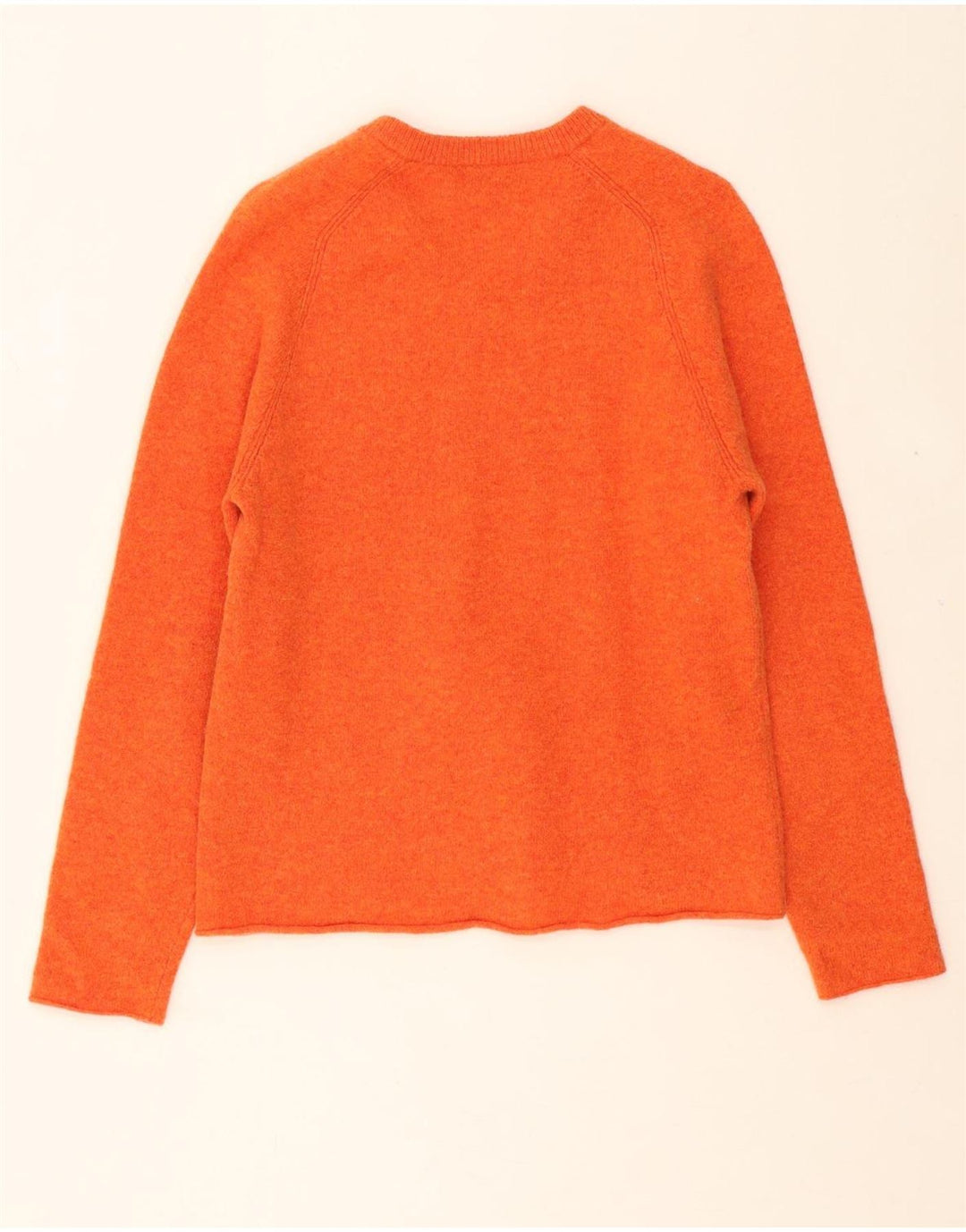 J. CREW Womens V-Neck Jumper Sweater UK 12 Medium Orange Lambswool Vintage J. Crew and Second-Hand J. Crew from Messina Hembry 