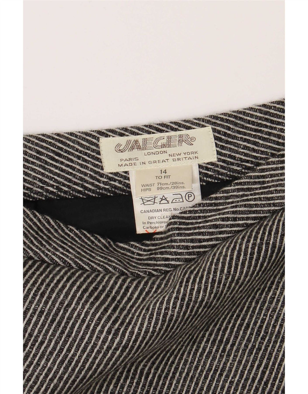 Falda lápiz Jaeger para mujer UK 14 Medium W28 Lana a rayas gris
