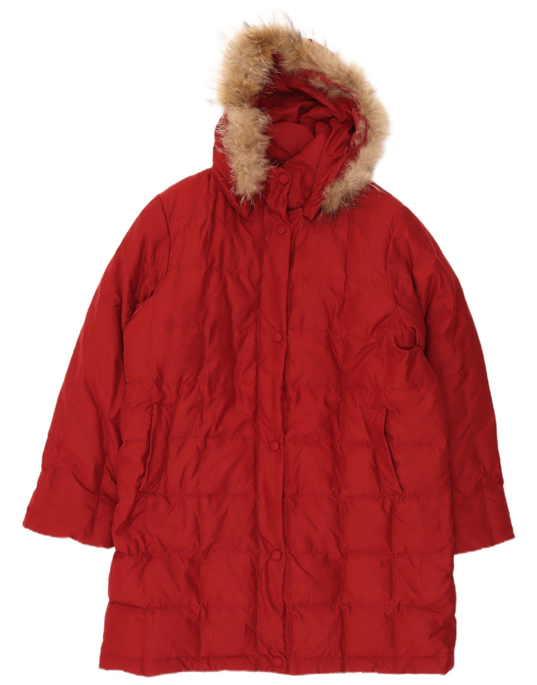 BRUGI Abrigo acolchado extragrande con capucha para mujer IT 50 XL Poliéster rojo