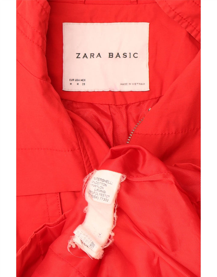 Zara Chaqueta Militar Mujer UK 12 Mediana Algodón Rojo