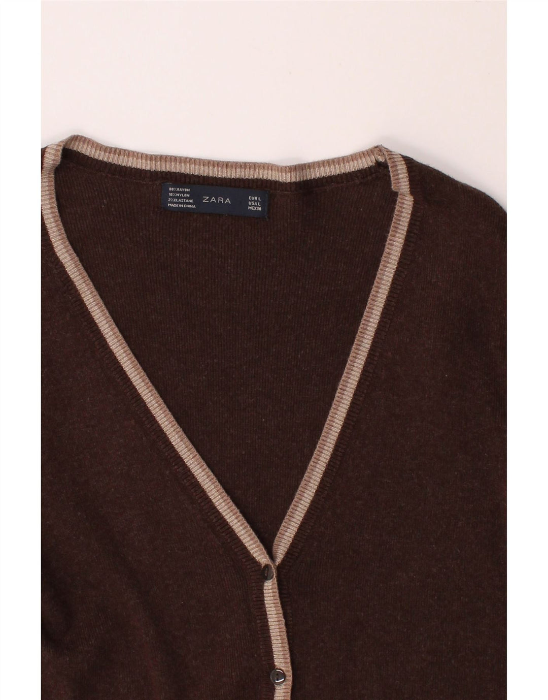 ZARA Womens Cardigan Sweater UK 14 Large Brown Rayon Vintage Zara and Second-Hand Zara from Messina Hembry 