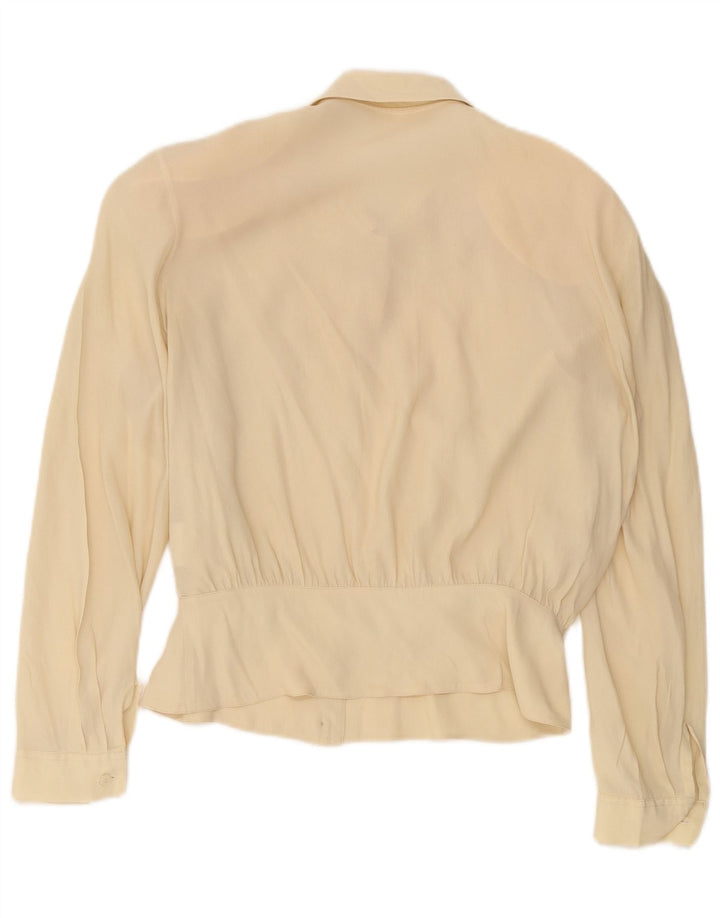 Blusa vintage para mujer IT 44 Seda floral beige medio