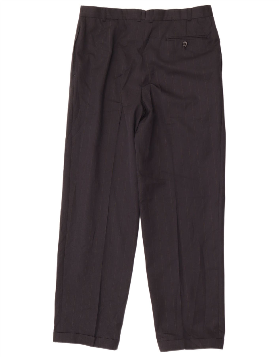 Marks & Spencer Pantalón de traje con pinzas para hombre W36 L31 Poliéster azul marino