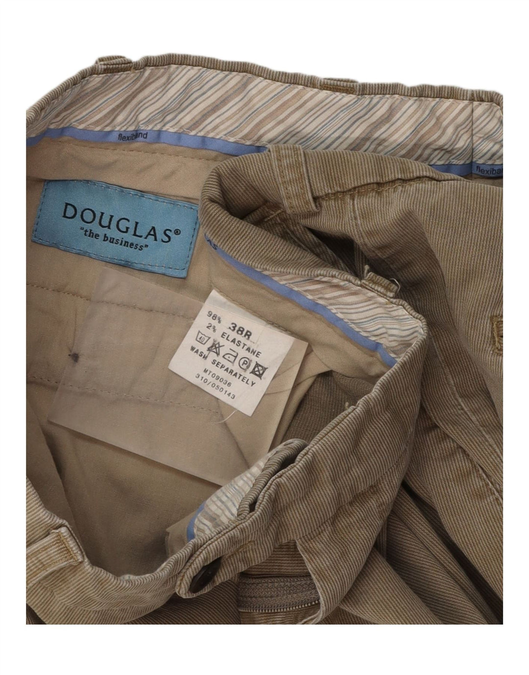 DOUGLAS Pantalón recto de pana para hombre W38 L31 Algodón beige