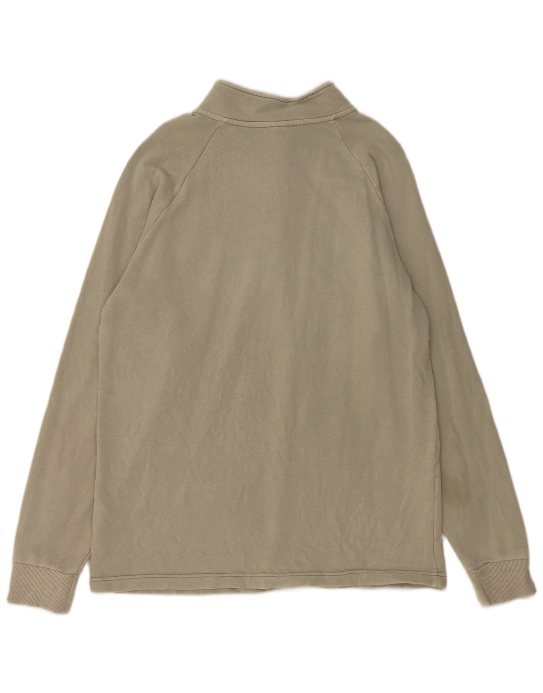 REEBOK Hombre Cremallera Cuello Sudadera Jumper Grande Caqui Algodón