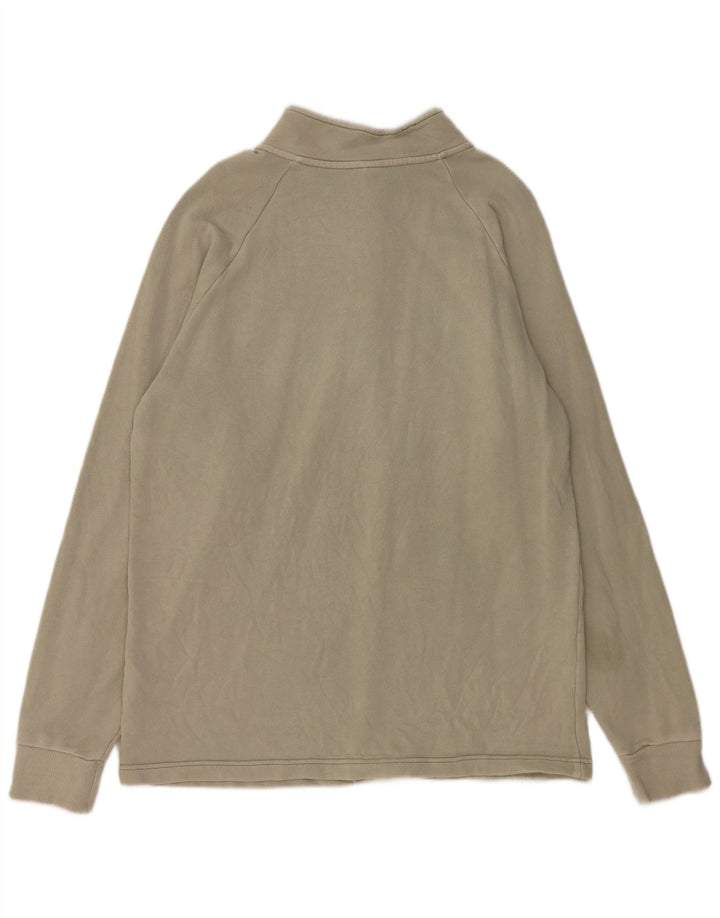 REEBOK Hombre Cremallera Cuello Sudadera Jumper Grande Caqui Algodón