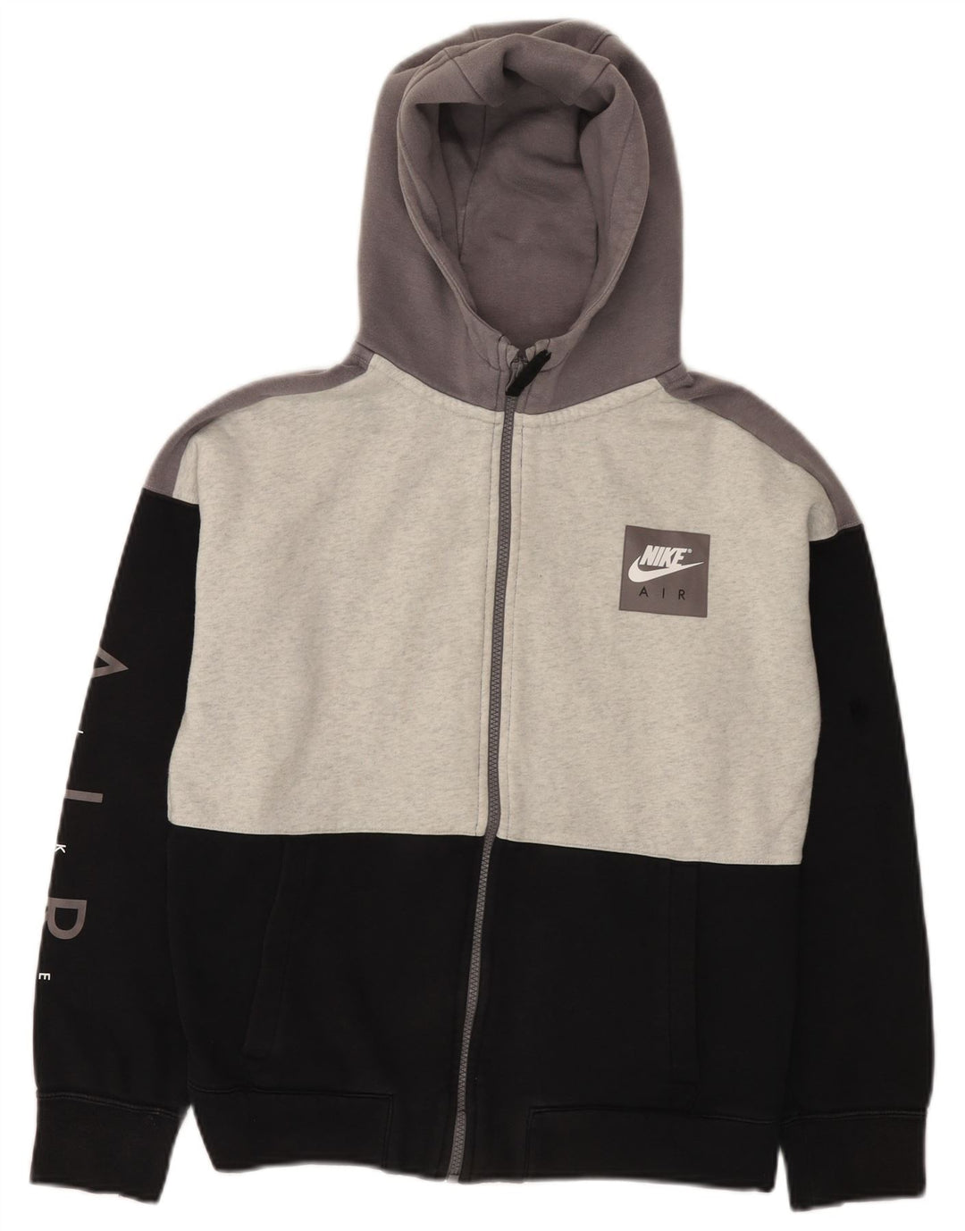 NIKE Sudadera con capucha y cremallera Air Graphic para niños 13-14 años XL Negro Colorblock