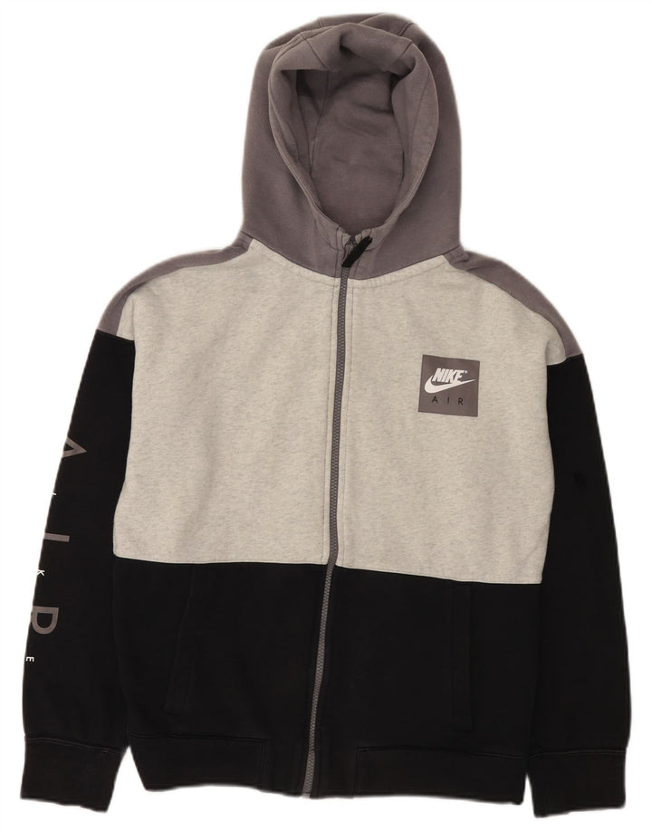 NIKE Sudadera con capucha y cremallera Air Graphic para niños 13-14 años XL Negro Colorblock